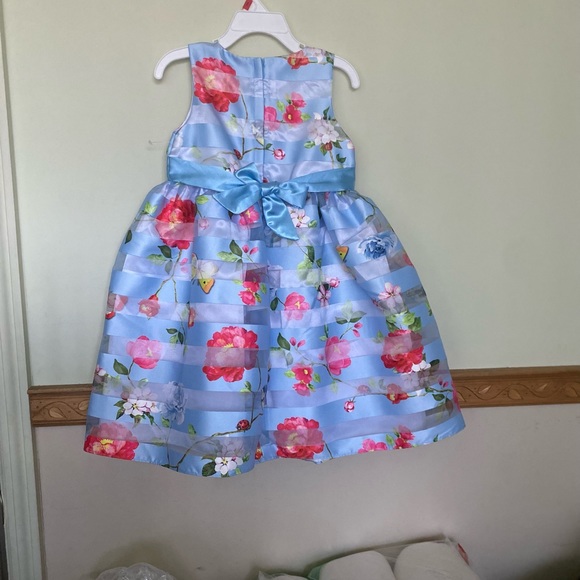 Blue Print Dress, long sleeve see through cardigan/shawl plus laced socks bundle - Picture 3 of 7